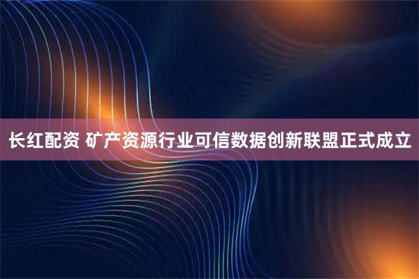 长红配资 矿产资源行业可信数据创新联盟正式成立